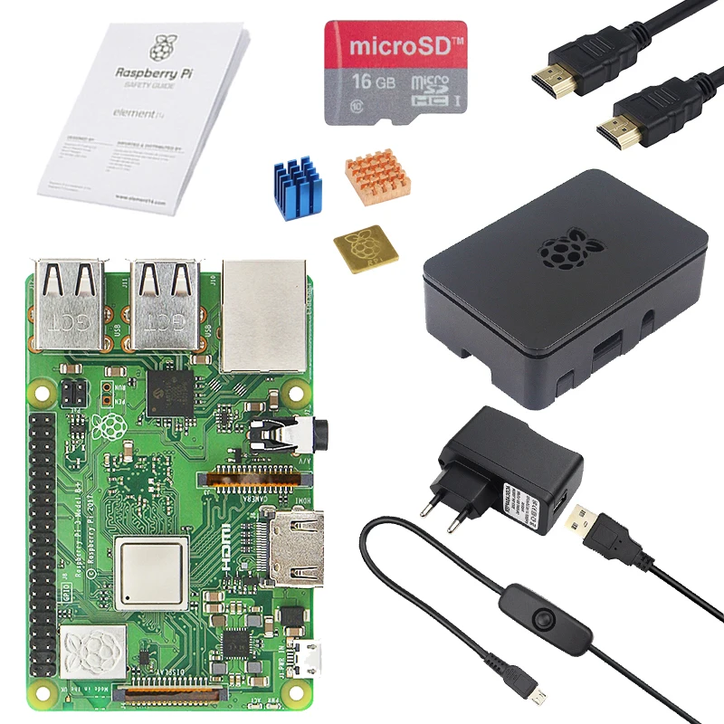 RS Raspberry Pi 3 Model B+ Starter kit+ABS Case+Power Adapter+Heat Sink+16G 32G SD Card+HDMI Cable for Raspberry Pi 3 Plus RS Raspberry Pi 3 Model B+ Starter kit+ABS Case+Power Adapter+Heat Sink+16G 32G SD Card+HDMI Cable for Raspberry Pi 3 Plus