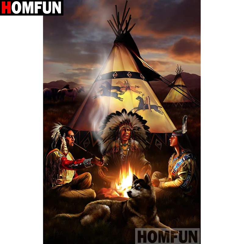 

HOMFUN Full Square/Round Drill 5D DIY Diamond Painting "Indian characters" Embroidery Cross Stitch 5D Home Decor Gift A15355