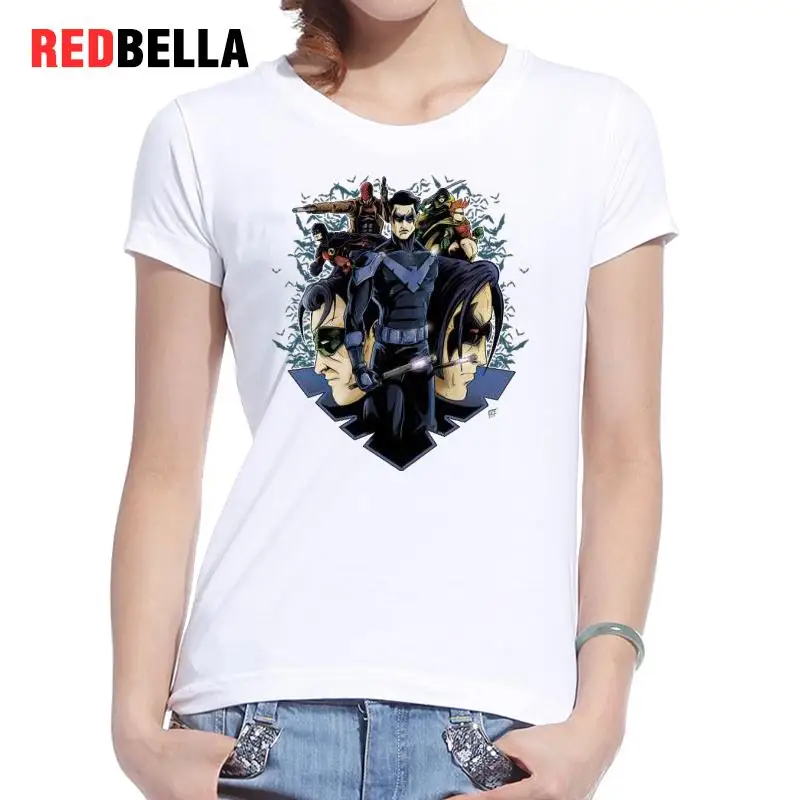 REDBELLA Америка футболка Feminino популярных комиксов Nightwing супер герой круто