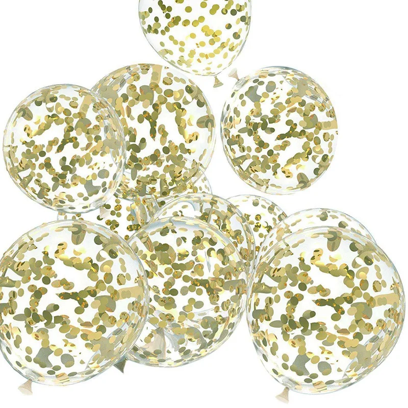 

48pcs 12-Inch Transparent Black Gold Confetti Balloon Set for Weddings, Birthday Parties, Bridal Showers, Party Decorations
