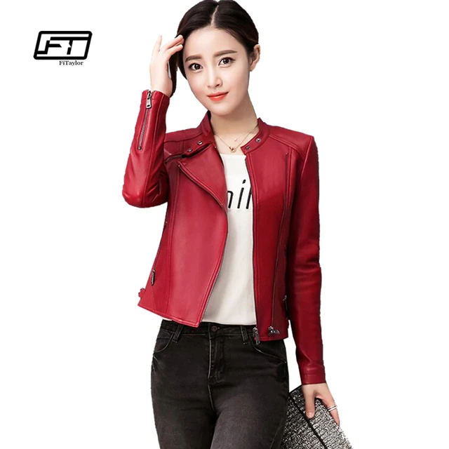 fitaylor new women faux leather jacket plus size 4xl ladies leather plus size motorcycle jackets