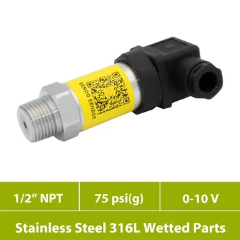 

pressure sensor transmitter, 0 75 psi pneumatic and hydraulic transducer, 0 10V dc signal, din43650, 12 30V dc power 24 v supply