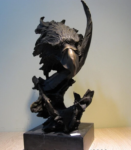

wholesale factory Western Art Copper Bronze Figurine Hawk Eagle Head Marble base Statue Sculpture