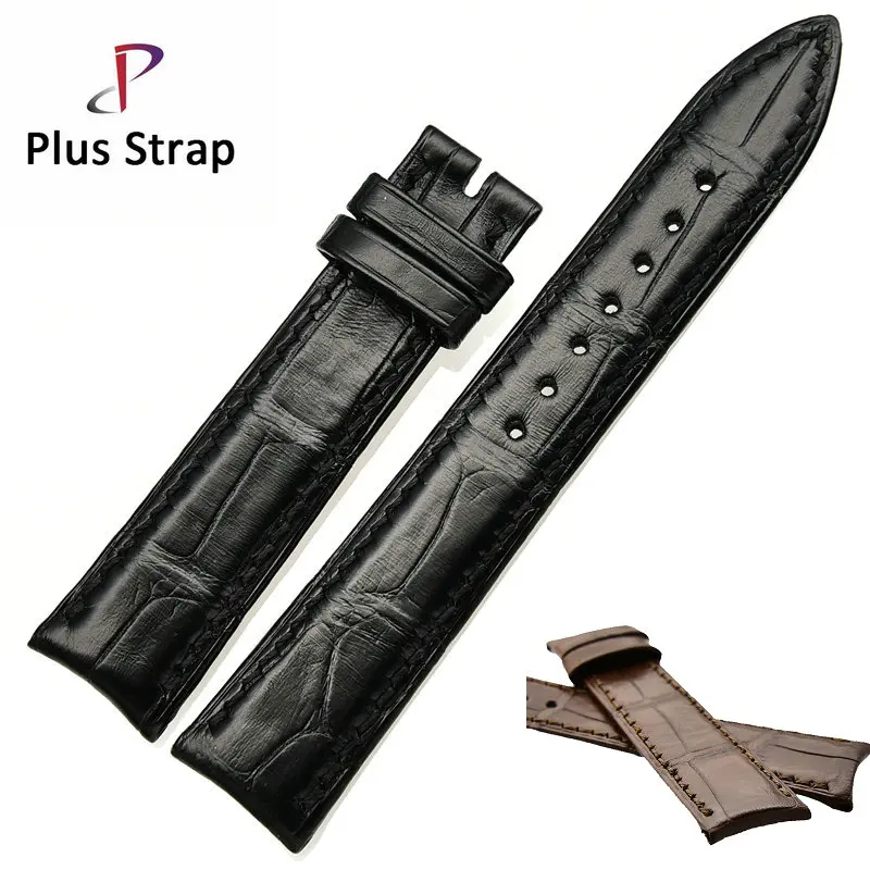 Genuine Crocodile Leather Watch Band Strap for Jaeger Replacement Handmade Black&Brown Watches Belt Wristband