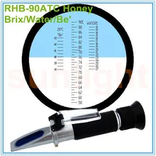 10 шт./лот RHB-90ATC Brix/Be'/вода 3 в 1 рефрактометр для мёда с пластиковой розничной коробкой