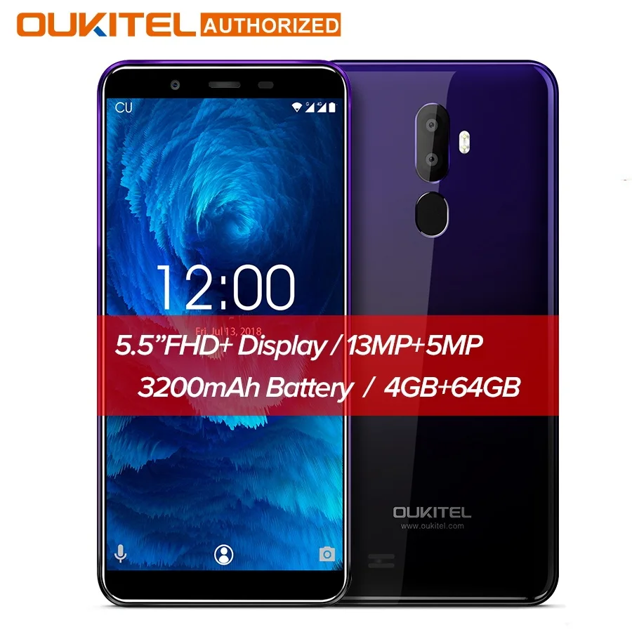 

OUKITEL U25 Pro 5.5" 2.5D Incell Display 13MP+2MP/5MP Android 8.1 Mobile Phone MT6750T Octa Core 4G 64G Fingerprint Smartphone