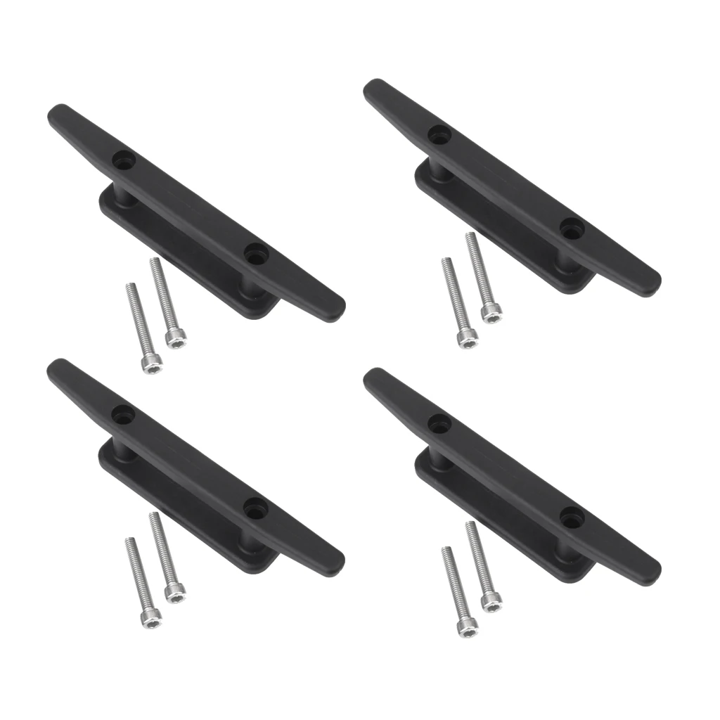 4 Pcs Black Nylon Plastic Low Flat Cleat Hardware For Marine Boat Yacht Deck Line Rope Tie Boat Accessories