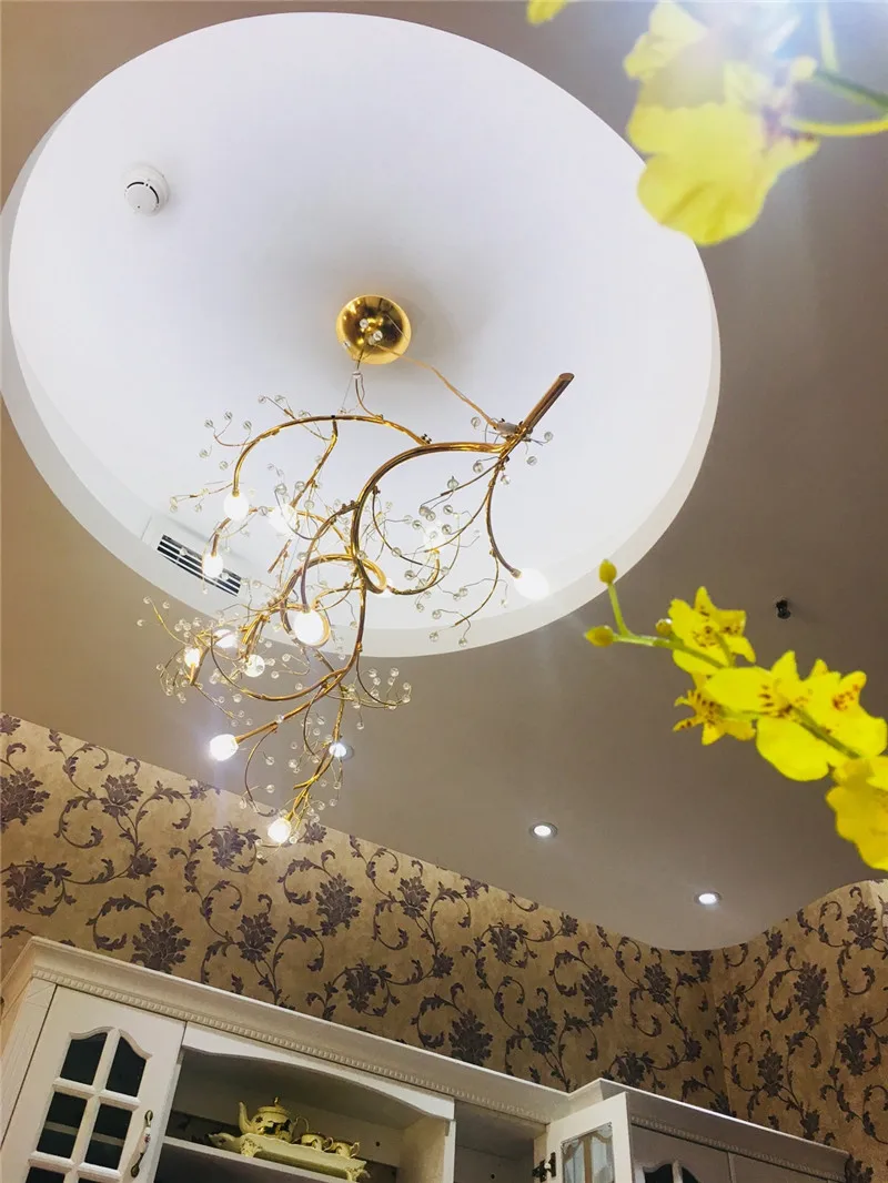 Modern Cherry Tree Branch Pendant Light Metal Crystal Led Modern Cherry Tree Branch Pendant Light Metal Crystal Led Lamp 12 16heads For Parlor Art Hotel Clothing Suspension G754 In Lights From