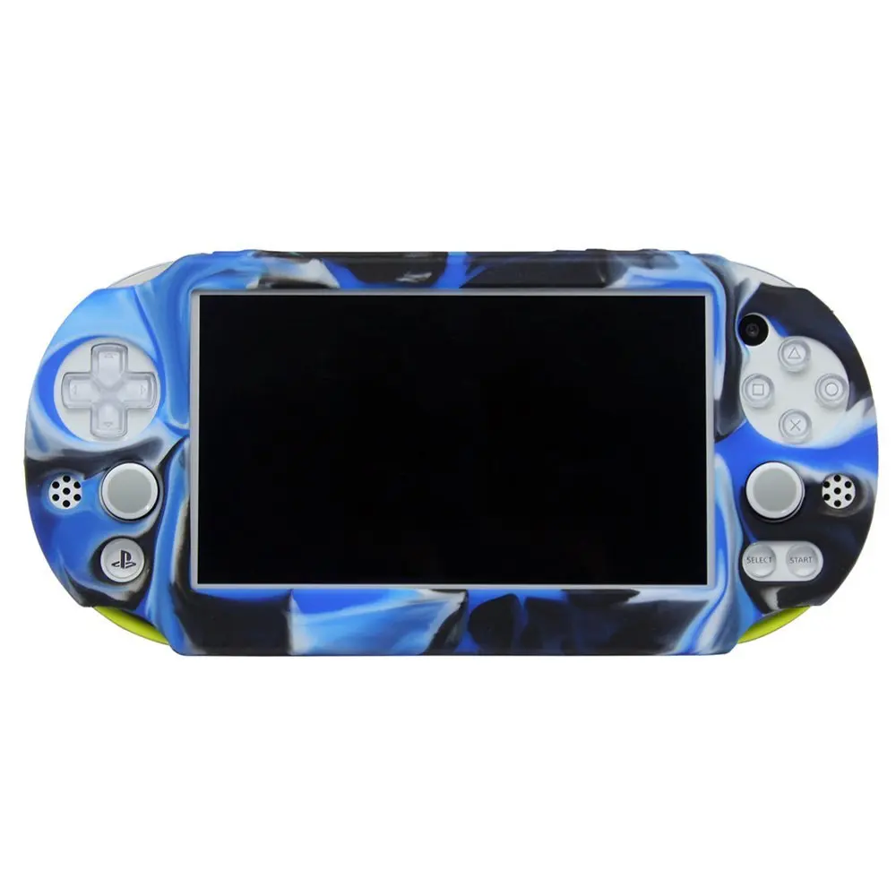 blue camo camoflage Silicone Full cover Skin case shell cover for Sony PS Vita Slim PSV2000in