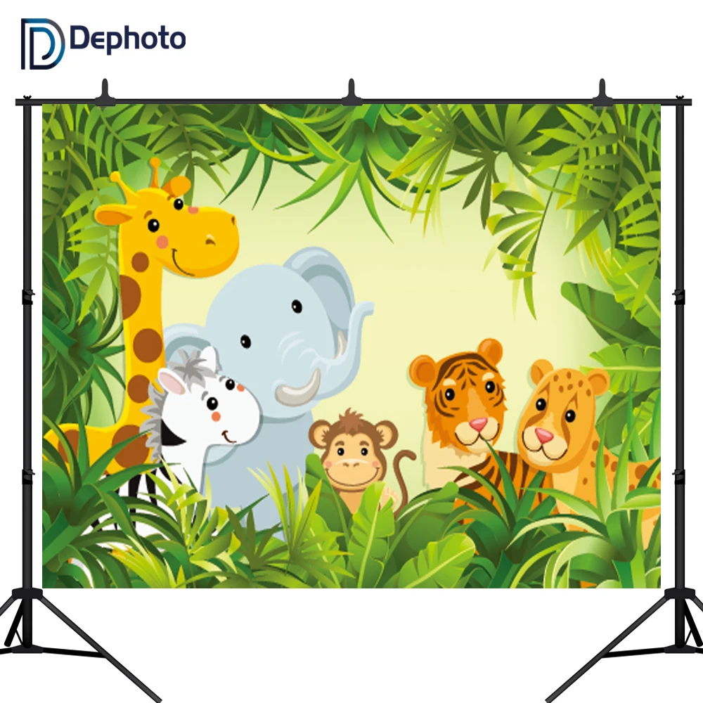 DePhoto Jungle Safari День рождения фото Фоны Детские мультфильм лес плакат фотографии