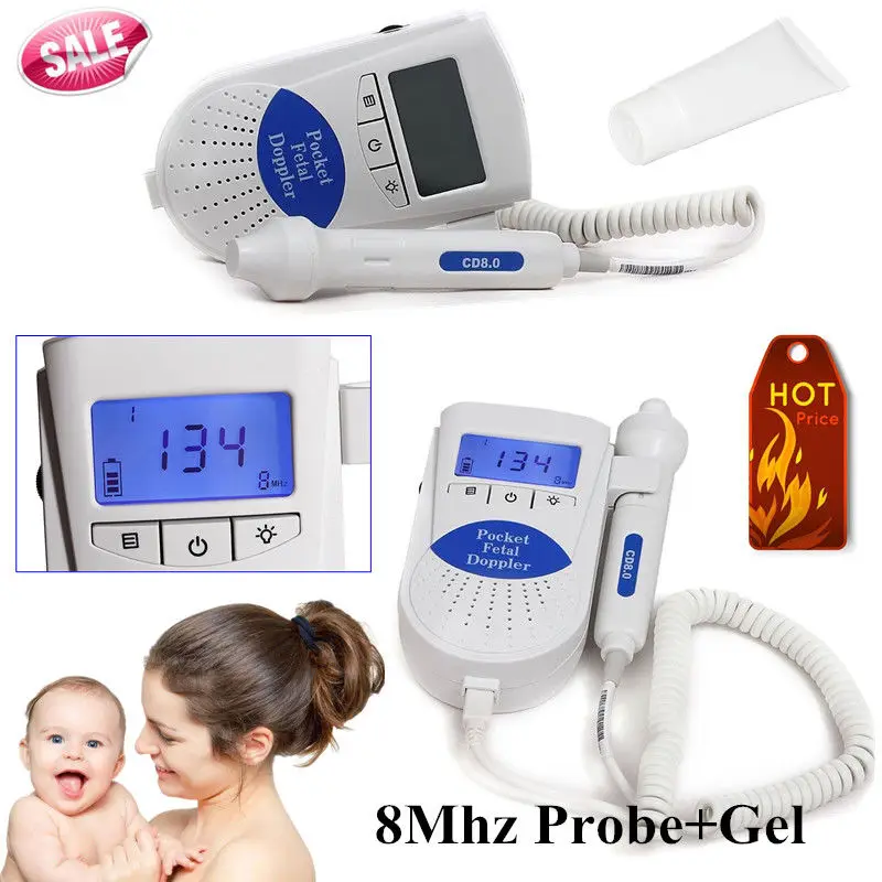 CONTEC Sonoline B Fetal heart doppler/Backlight LCD 8mhz+one gel FDA CE