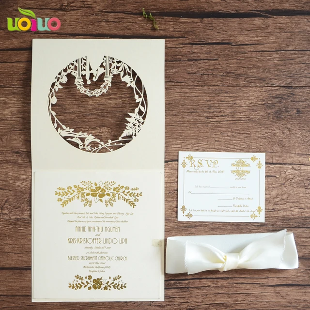 Hot Laser Cut Customized Love Birds Wedding Invitations With Free