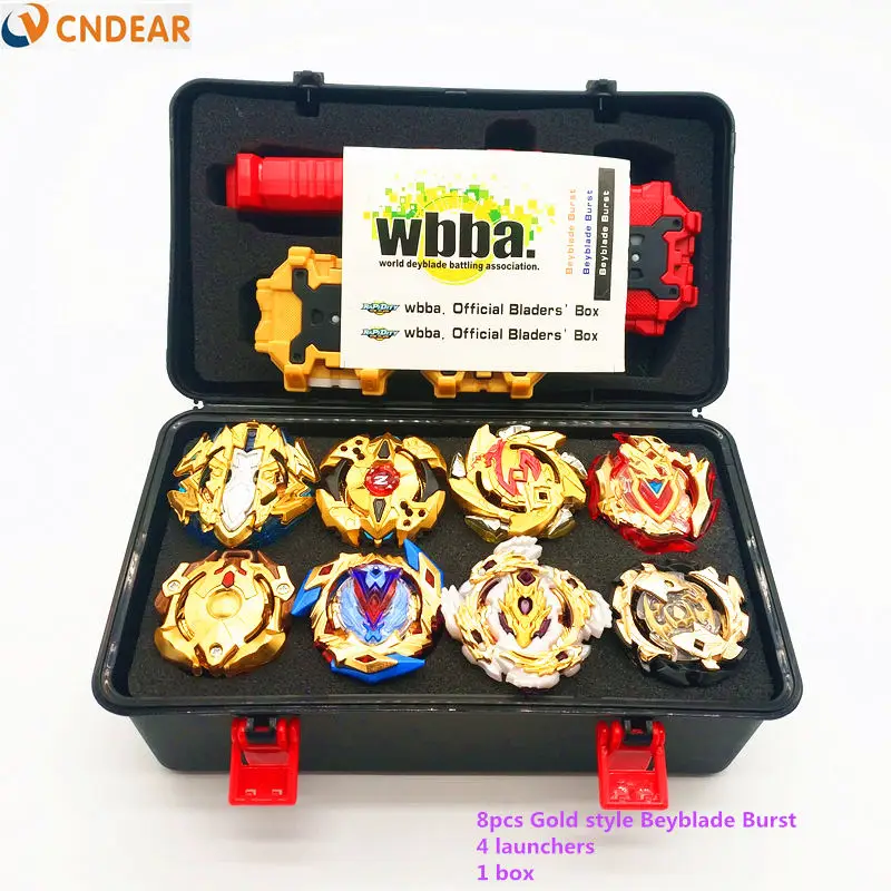 De Oro estilo Kai Watch Land Bey Blade de juguete Metal Funsion Bayblade Set Box con mango lanzador de caja de plástico juguetes para los niños juguetes - 5
