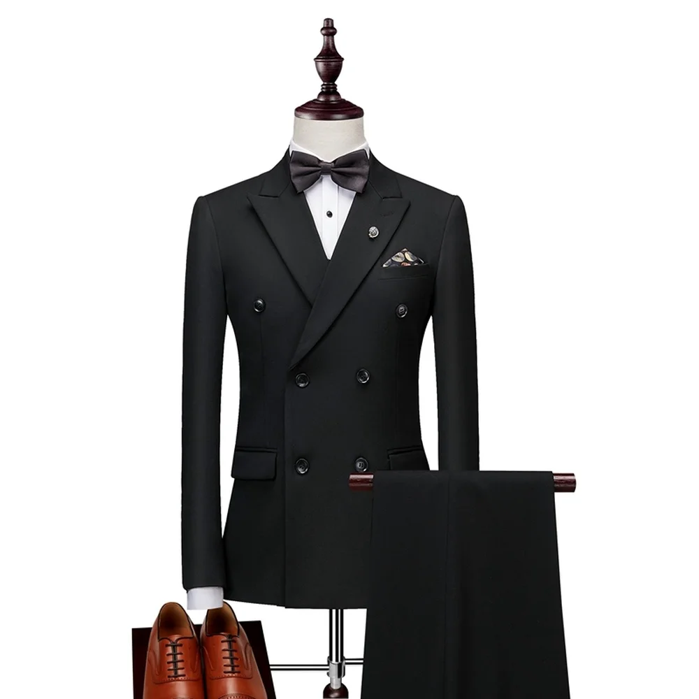 2019 черный для мужчин s двубортный последние костюмы для мужчин Slim Fit бизнес портной костюмы для мужчин Свадебный Смокинг 3 шт. костюм
