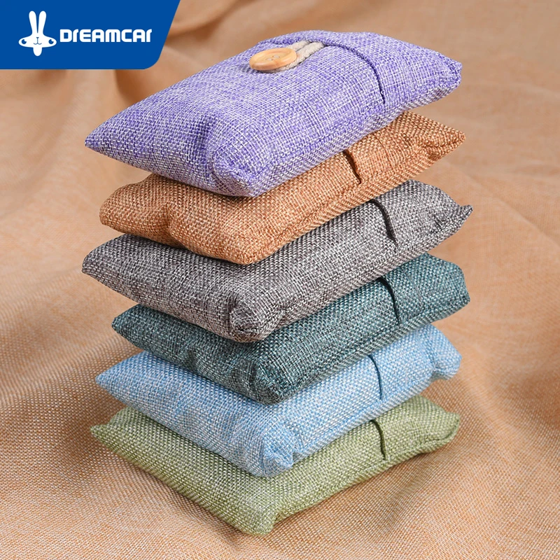 DREAMCAR 6 Pcs Natural Bamboo Charcoal Bag Air Freshener Linen Cloth