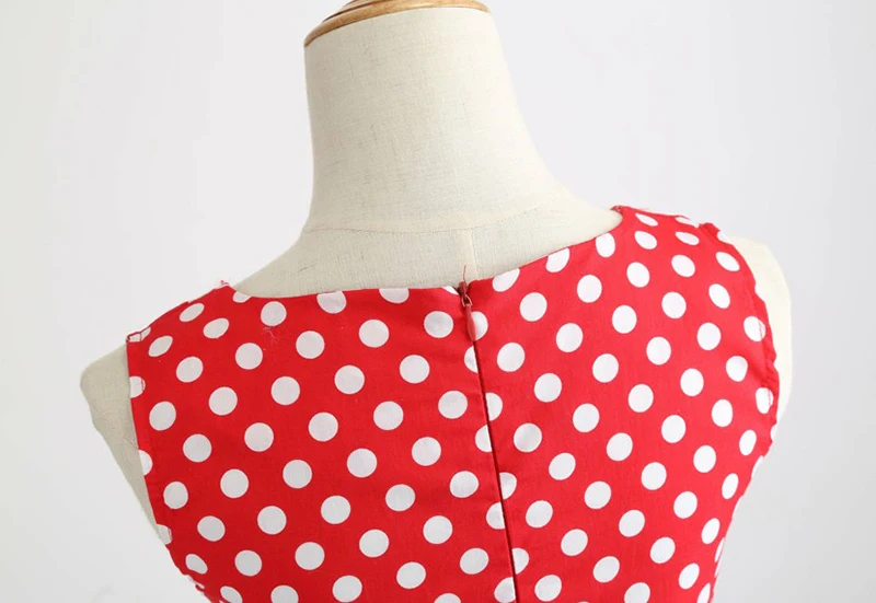 Kostlich 2018 Casual O-Neck Dot Print Dresses With Sashes Summer Hepburn Vintage Dress Women Big Swing Dress Plus Size  (5)