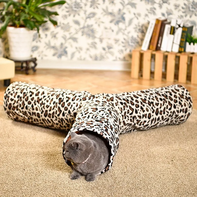 Кошка кролик Leopard 3 способа весело играть Tunnel Crinkle котенок складной массового кошка складной Игрушечные лошадки долго играть туннель