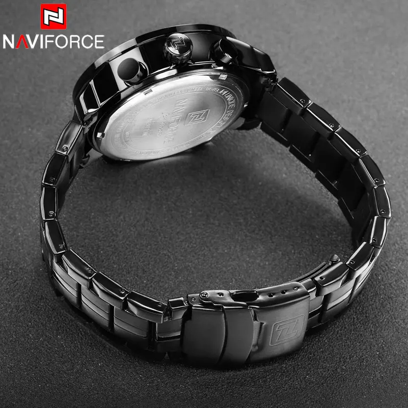 Часы наручные NAVIFORCE Мужские кварцевые Брендовые спортивные цифровые с кожаным