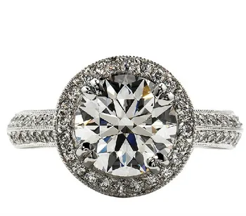 

2CT Brilliant Genuine VVS1 Moissanites Engagement Ring Real Solid 14Karat White Gold Best Jewelry Gift For Sweetheart