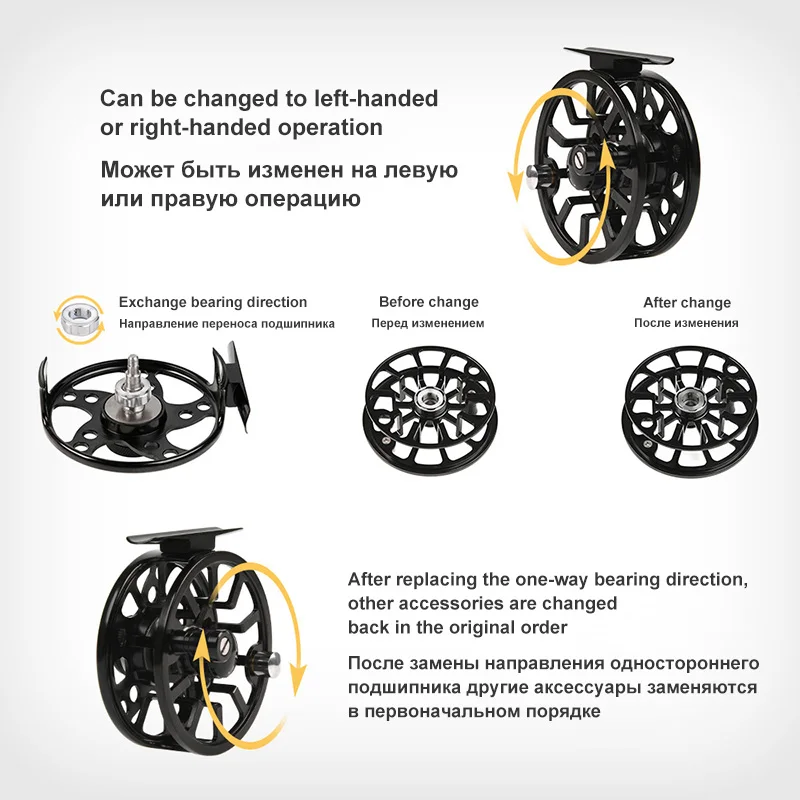 Катушка для ловли нахлыстом из алюминиевого сплава с ЧПУ большая беседка 3/4, 5/6, 7/8 вес 2+ 1 шарикоподшипник левый и правый сменная Летающая катушка Pesca