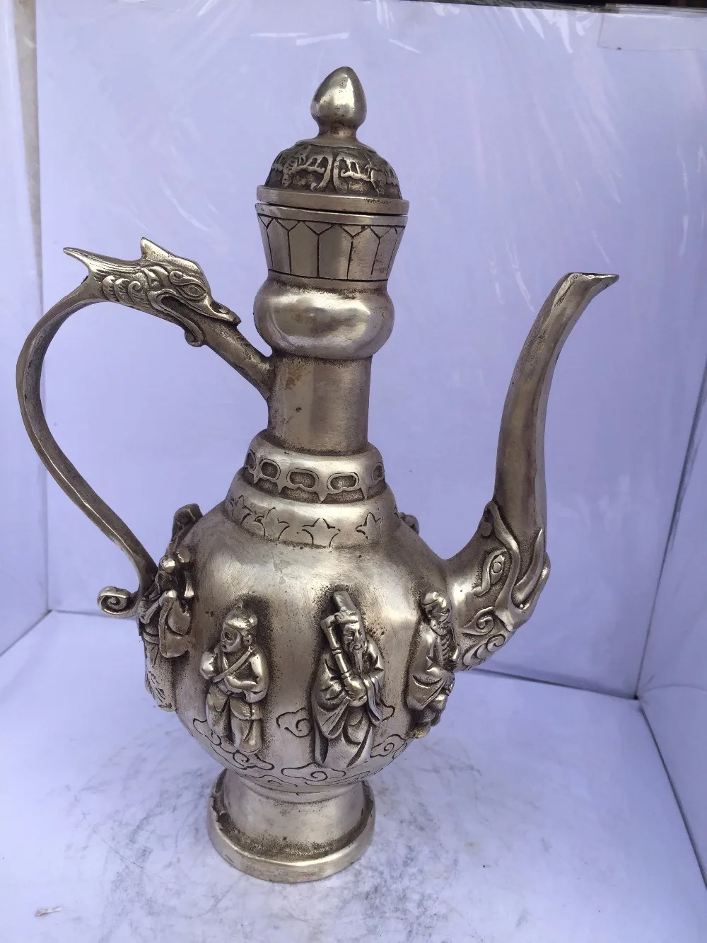 antique antiques chinese copper Carve Teapotin Statues & Sculptures