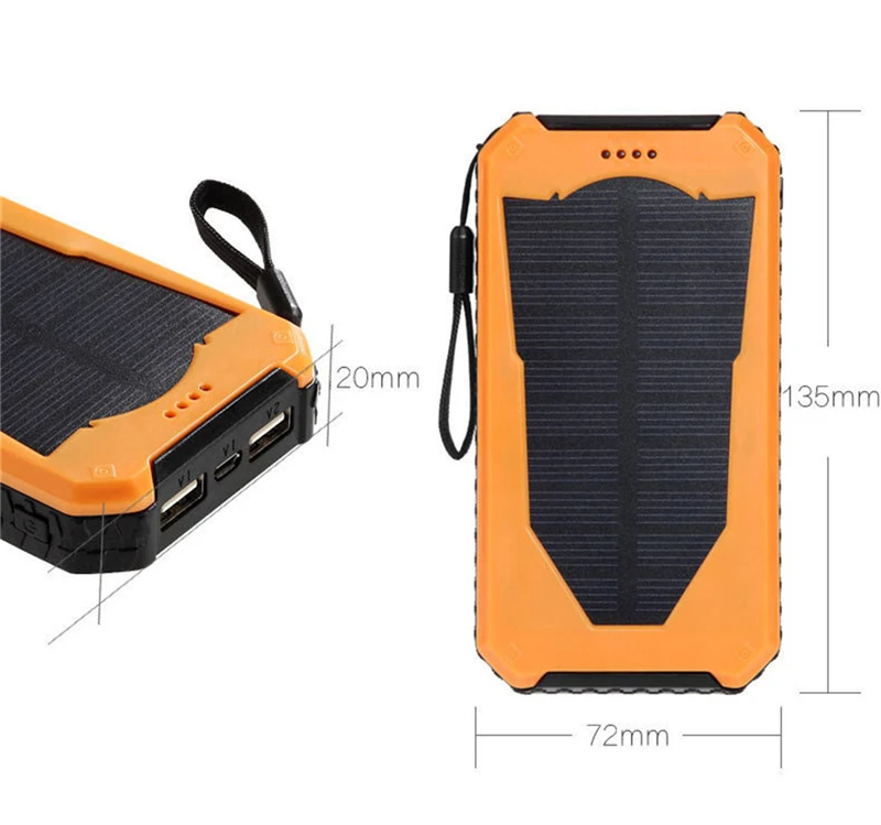 

HK LiitoKala Lii-D003 Solar Power Bank 20000 mAh Dual USB Charger Lighter Charger for External Battery for Phone