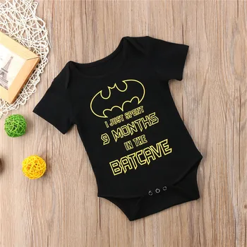 

Cute Short Sleeve Batman Newborn Kids Baby Boy Romper Top Black Summer Infants Jumpsuit Clothes Outfit