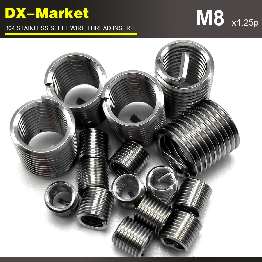 m8*2D *1.25P , 100pcs , sus304 wire thread inserts , ss304 stainless steel Damaged Thread Repair
