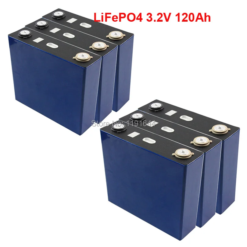 

6PCS/LOT 3.2V 120Ah LiFePO4 3500 Times LifeCycles Max 3C For Solar Energy Storage Battery pack E-Bike battery