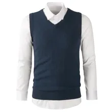 Мужской вязаный жилет Мужская тонкая одежда Топы Высокое качество Мода стиль мужские без рукавов v-образным вырезом свитер жилет хлопок Повседневный жилет