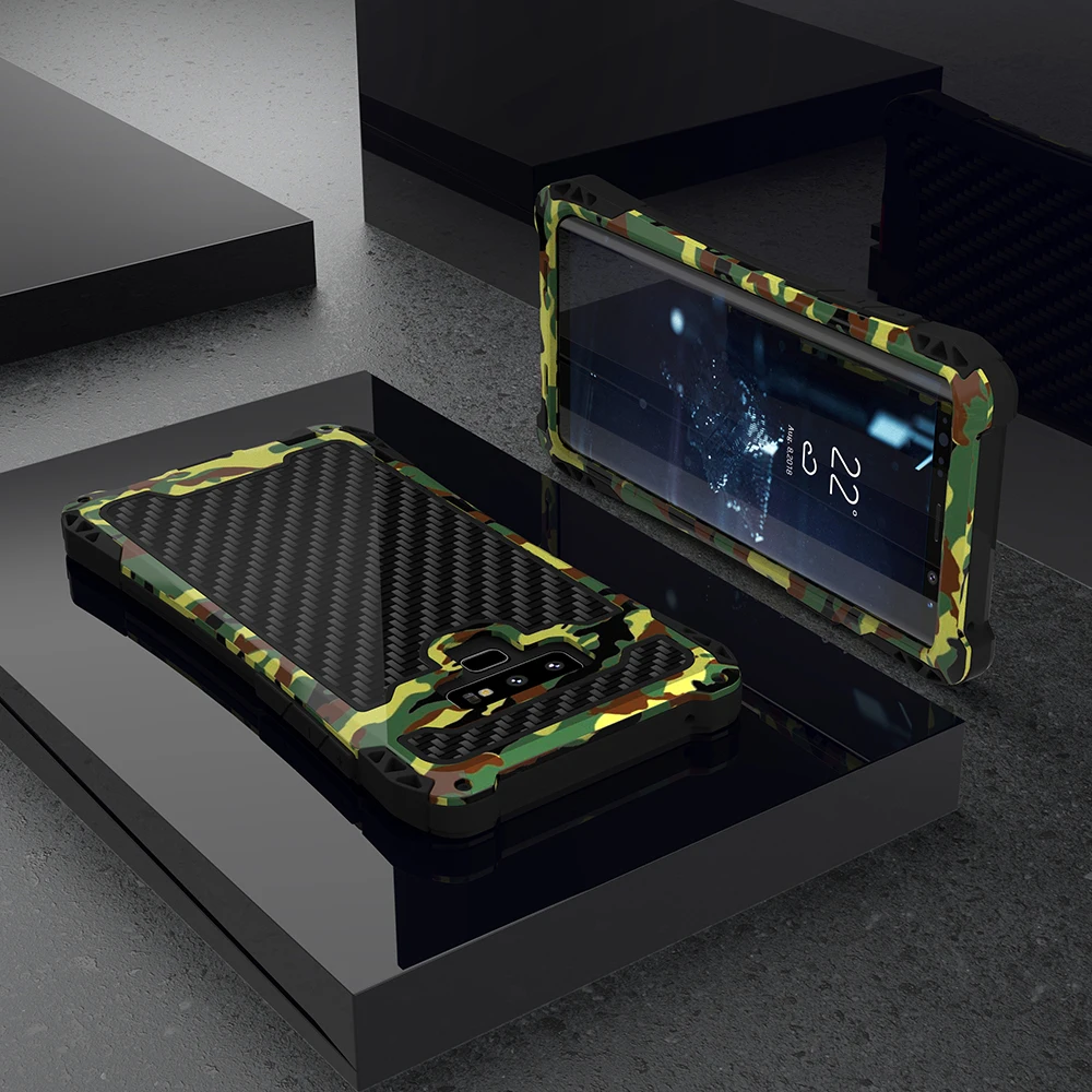 

For Samsung Galaxy Note 9 Case Heavy Duty Protection Phone Armor Metal Silicon Shockproof Anti-Drop cases Aluminum Note9 Cover