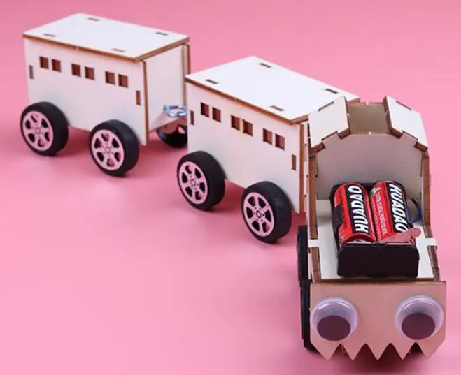 

DIY wooden train Material bag Children gift Physical science experiment free shopping