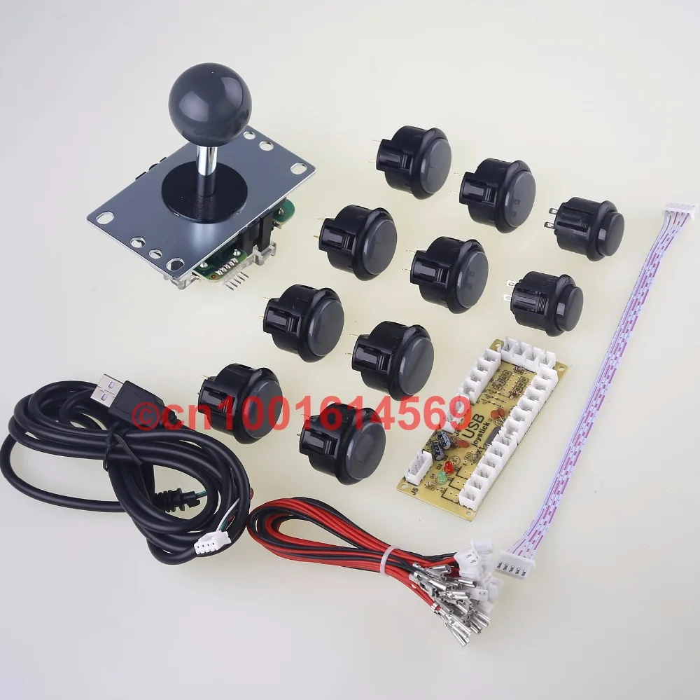 

8 X SANWA Buttons & 2 X Reyann Arcade Start Buttons + Sanwa Arcade Joystick Cables + PC Encoder Board For Arcade Machine - Gray
