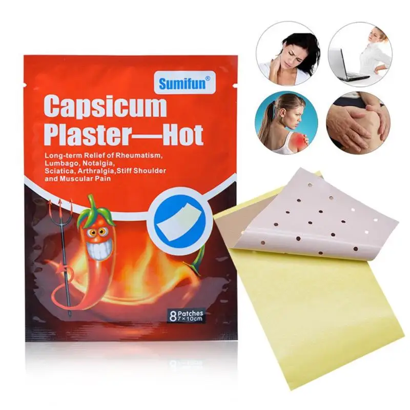 

16 Pcs/2 Bag Plaster Pain Patch Traditional Red Pepper Heating Capsicum Plaster Joint Neck Back Pain Paste U3