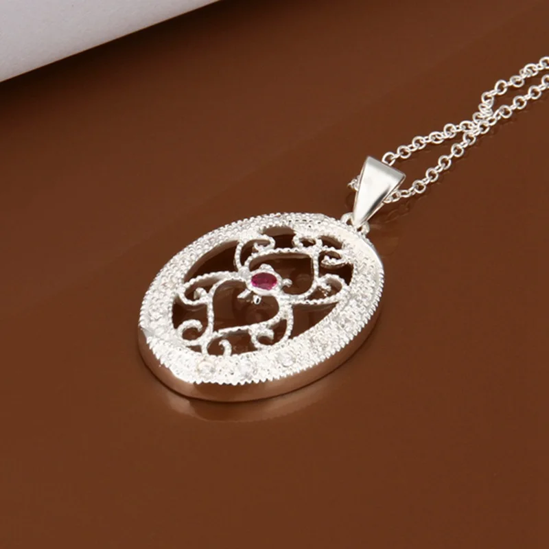 

wholesale fine 925 sterling silver necklace fashion jewelry chain rhinestone necklaces & pendants women men collar SN417