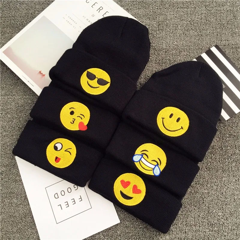 

Hot! Emoji Knit Beanie Cap Adult Child Mens Winter Warm Hat Unisex Hip Hop Adjustable