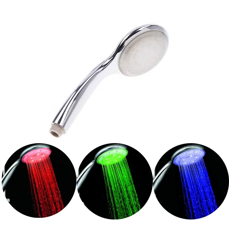 3 Color Led Shower Head Sprinkler Sprayer Temperature Sensor Bathroom