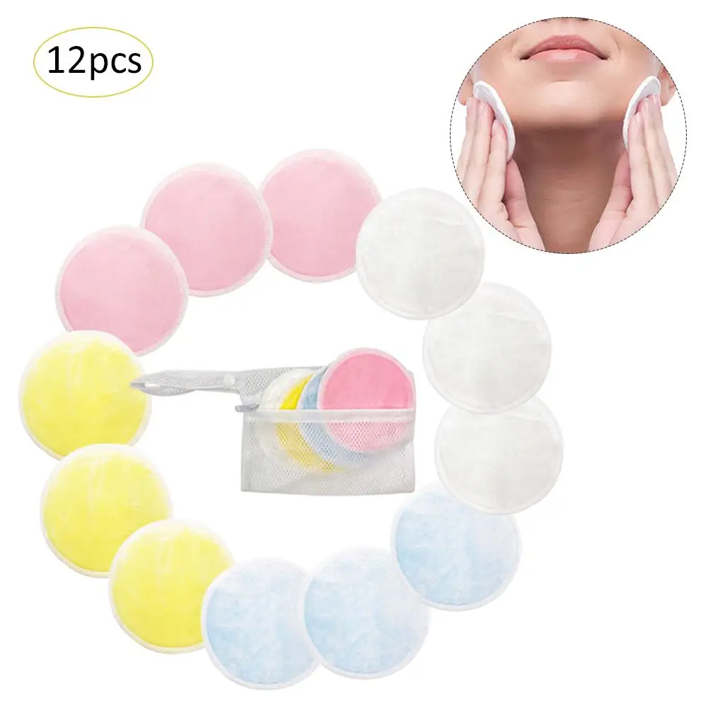 8/12/16/20Pcs Reusable Cotton Pads Make Up Facial Remover Double Layer Wipe Pads Nail Art Cleaning Pads Makeup Remover Tool - Цвет: 12Pcs