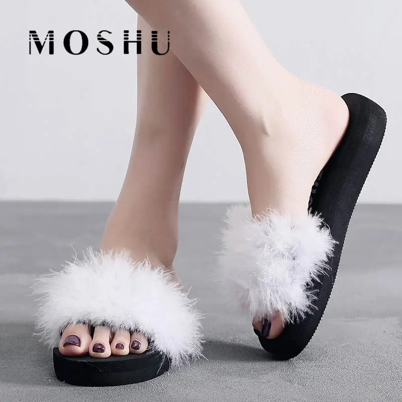 fur flip flops for women