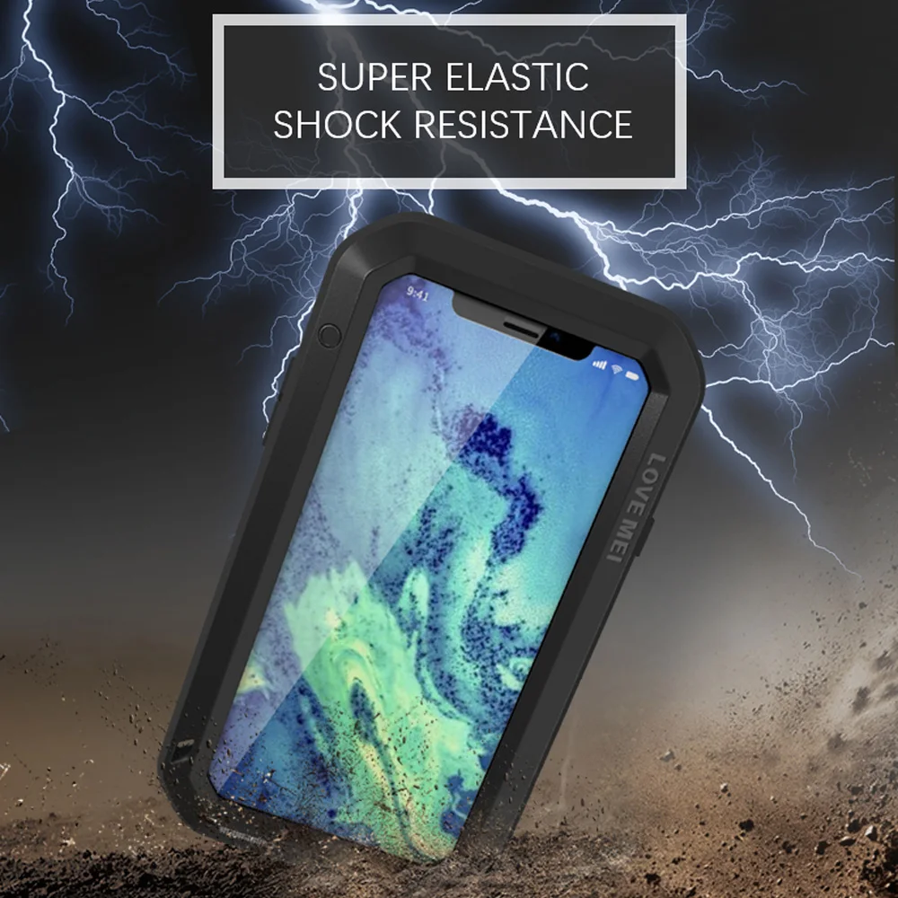 LOVE MEI Powerful Case for iPhone XS X 10 iPhoneX Heavy Duty Shockproof Quality TPU &amp Hard Metal Cover Toughened Glass | Мобильные