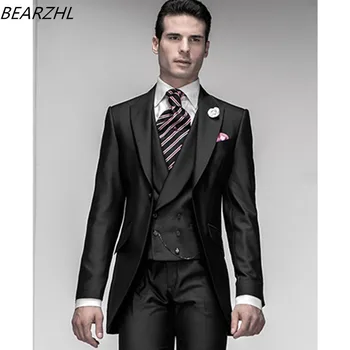 

tailor-made tuxedo 3 piece suit shiny custom made suits shiny groom wear 2020