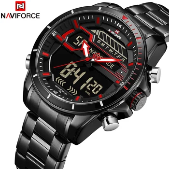 

NAVIFORCE 2018 The New Men Watch Digital Sport Mens Watches Top Brand Luxury Military Army Leather Band Analog LED Quartz watch