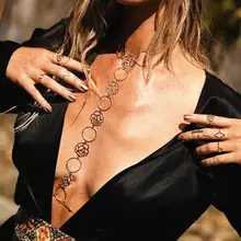 DIEZI винтажная богемная Роскошная пляжная Золотая Серебряная цепочка для тела, ювелирные изделия для женщин, Цветок, сексуальная пляжная портупея для бикини, цепочка, ожерелье для женщин