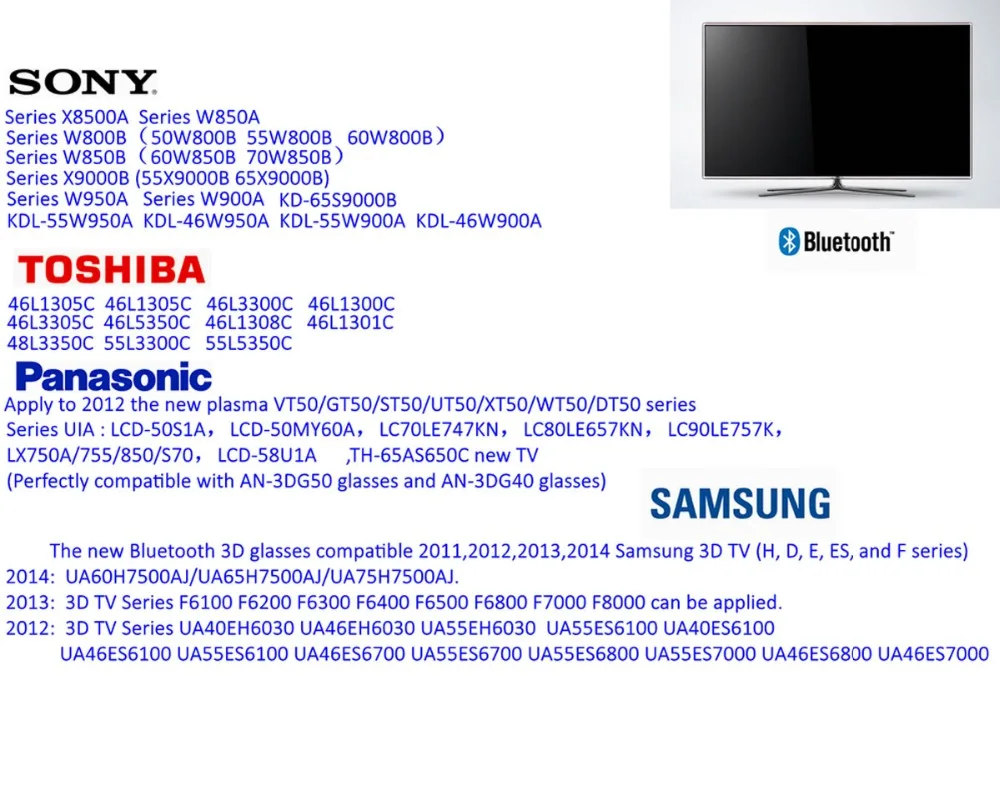 Универсальные 3D очки Bluetooth перезаряжаемые активные затвор очки для sony/Panasonic/Sharp/samsung 3D очки для телевизора Bluetooth