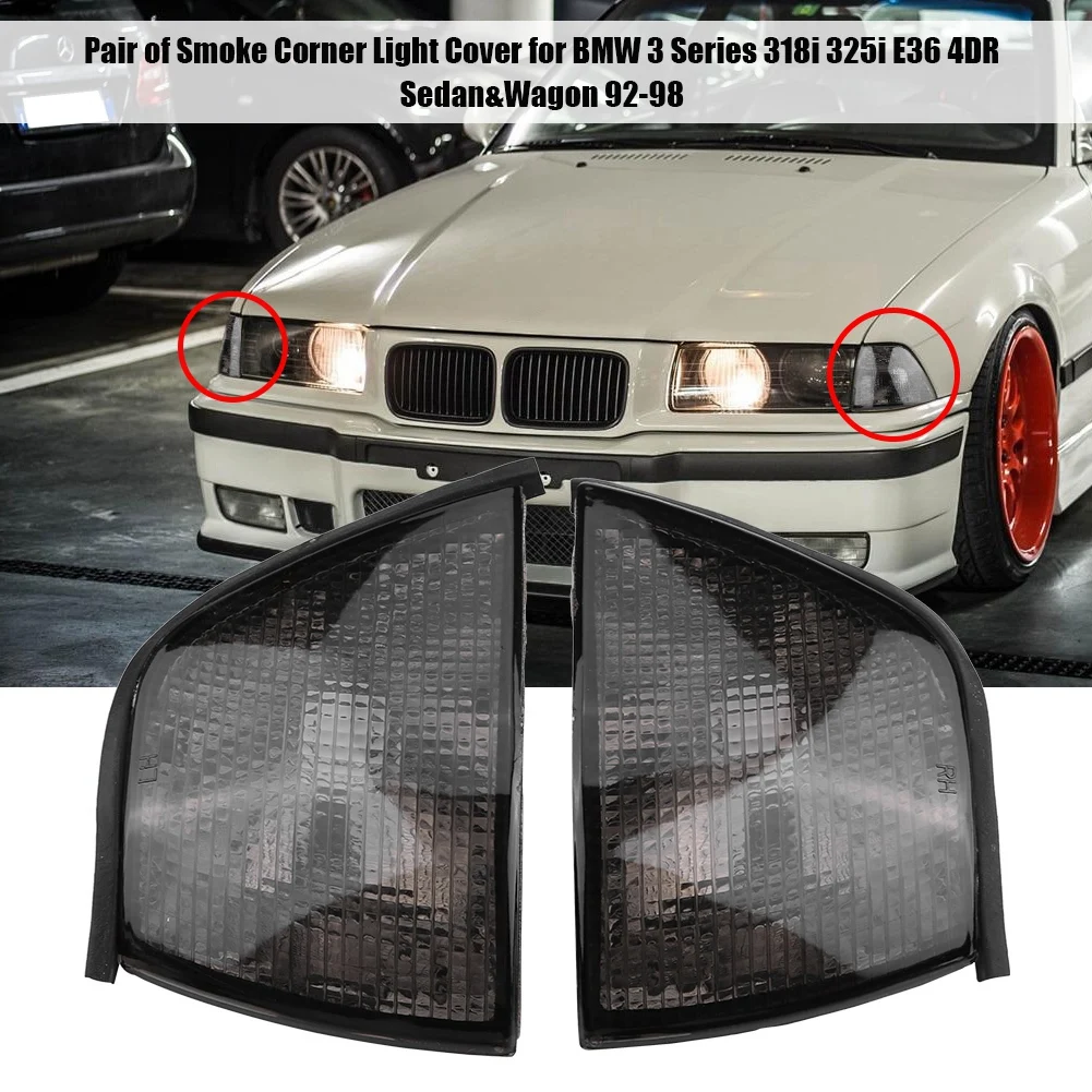 Пара дымовых угловых чехлов на светильник из автомобильного АБС-пластика для BMW 3 серии 318i 325i E36 4DR Sedan& Wagon 92-98