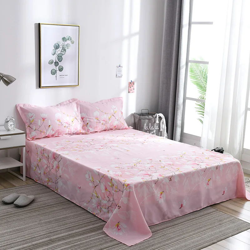 

Light Red Print Bedding Sheet Soft 3Pcs King Size Bed Sheet Set For Queen Bed Sheets Flat Sheet With Pillowslip 230x250cm Size