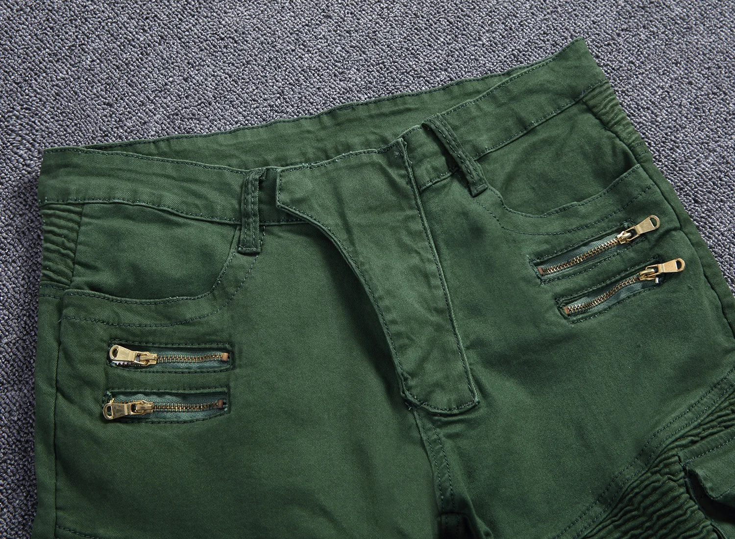 Для мужчин модные нескольких карман рваные джинсы Повседневное молния лоскутное прямые Тонкий Army green в стиле хип-хоп джинсы длинные джинсы
