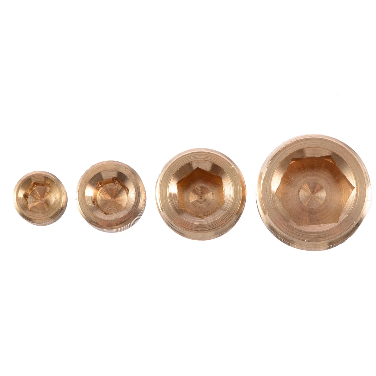 Durale 4Pcs 1/8" 1/4" 3/8" 1/2" NPT Brass Countersunk Plug Internal Hex Thread Socket Pipe Fittings Fastener Portable