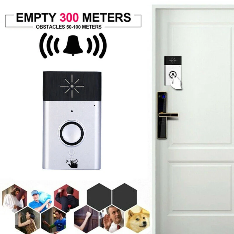 

Wireless Voice Intercom Doorbell Support Two-Way w/ 1 Receiver 1 Push Button