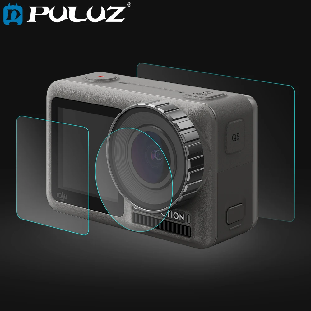 

PULUZ Lens +Front and Back LCD Display Tempered Glass Film for DJI Osmo Action Protective Film Screen Action Sport Camera Access